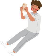 Fototapeta premium kid playing smartphone 