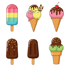 Colorful Assortment of Cartoon Ice Cream Treats and Popsicles.