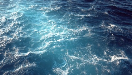 Fototapeta premium Blue water surface, top view, flat