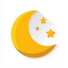 Simple yellow moon and stars icon vector illustration on white background