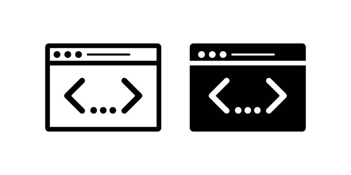 Edit Code Icon, Browser Window Editor Vector for Developers, Web UI, Software, HTML, Programming, App Interface