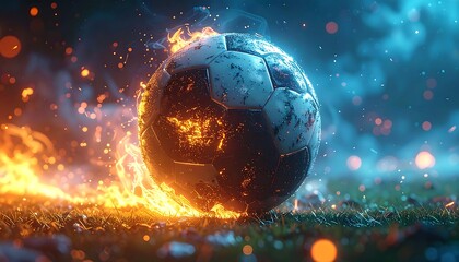 Soccer ball ablaze