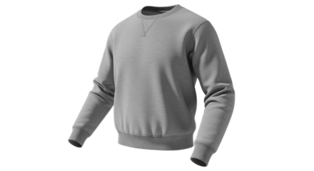 Gray Crewneck Sweatshirt Isolated on Transparent Background