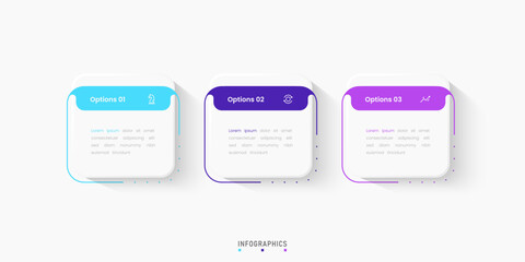 Vector Infographic label design template with icons and 3 options or steps. Can be used for process diagram, presentations, workflow layout, banner, flow chart, info graph.