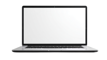Modern laptop with a blank screen, ideal for presentations or creative work, white isolate background.