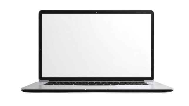 Modern laptop with a blank screen, ideal for presentations or creative work, white isolate background.
