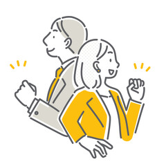 ポジティブなビジネスパーソン　シンプルでお洒落な線画イラスト
