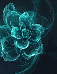 Obraz premium Teal fractal flower