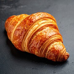 Close-up of a golden-brown croissant on a dark surface (3)