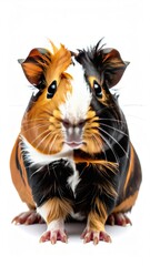 Close-up of a guinea pig with a vibrant orange and black coat