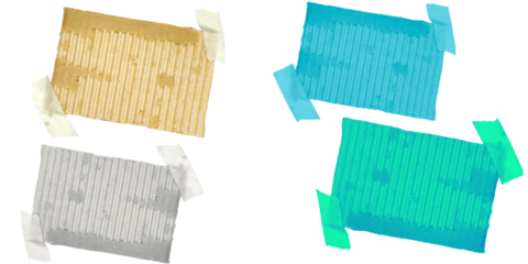 Colored Corrugated Cardboard Note Templates Taped PNG
