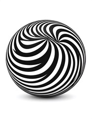 Black and white spiral sphere, optical illusion