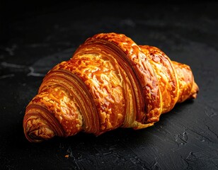 Golden croissant on dark slate