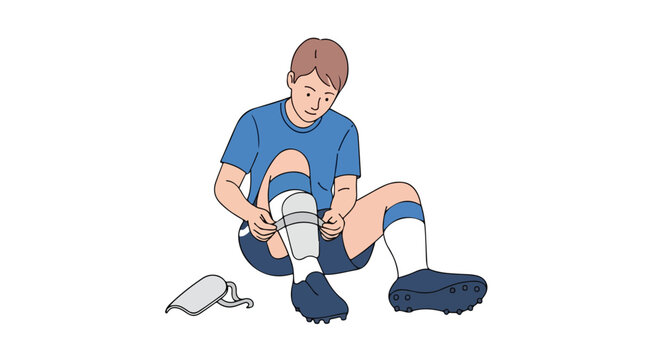 soccer player putting on shin guards clip art preview