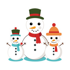 Snowman with red hat and broom winter cartoon illustration