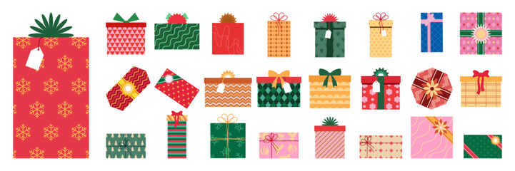 Christmas gift boxes and holiday presents collection
