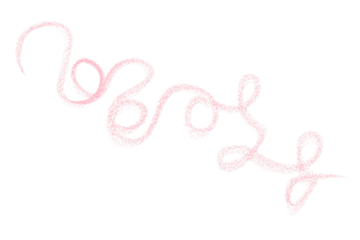 Hand drawn pink pencil lines, circles, stripes and squiggly lines on transparent background.