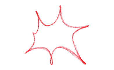 Hand drawn red pencil lines, circles, stripes and squiggly lines on transparent background.