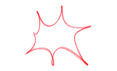 Hand drawn red pencil lines, circles, stripes and squiggly lines on transparent background.