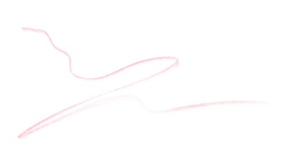 Hand drawn pink pencil lines, circles, stripes and squiggly lines on transparent background.