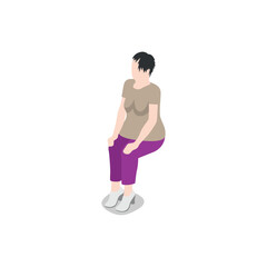 Isometric illustration of a woman sitting down, isolated on transparent background