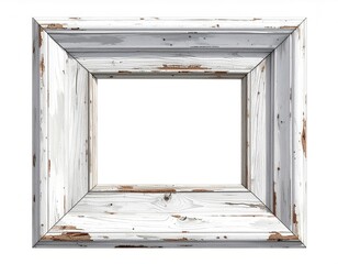 Antique white wooden picture frame with distressed finish