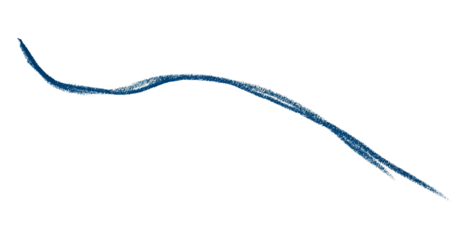 Hand drawn blue pencil lines, circles, stripes and squiggly lines on transparent background.