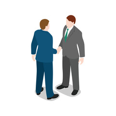 Two businessmen shaking hands, isolated on transparent background, representing agreement and partnership in a business context