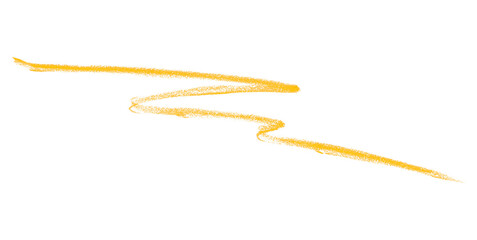 Hand drawn yellow pencil lines, circles, stripes and squiggly lines on a transparent background.