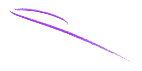 Hand drawn purple pencil lines, circles, stripes and squiggly lines on transparent background.