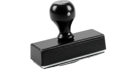 Black rubber stamp tool for office use isolated PNG with Transparent Background