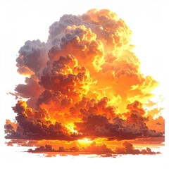 Fiery sunset cumulus cloud formation