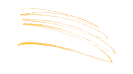 Hand drawn yellow pencil lines, circles, stripes and squiggly lines on a transparent background.