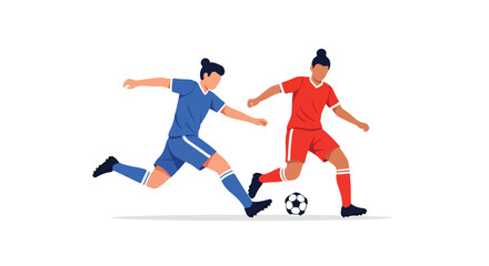 Dynamic depiction of two female soccer players in action, showcasing skill and determination on the field during intense match play