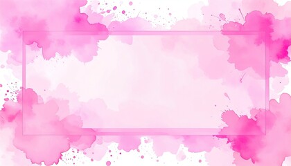 Pink watercolor splatters frame a blank space