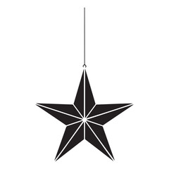 Black and White Hanging Star Ornament Vector Illustration