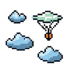 Pixel Art Sky and Clouds Background Sprite, 16-bit Seamless Weather Element for RPG