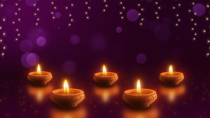 Indian Festival of Lights Celebration with Five Oil Lamps