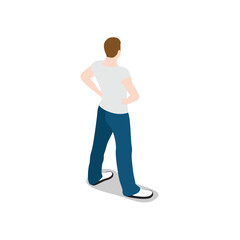 Naklejka premium Man standing with hands on hips, viewed from behind, isolated on transparent background