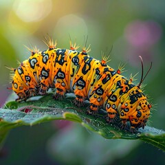 Vibrant caterpillar on leaf
