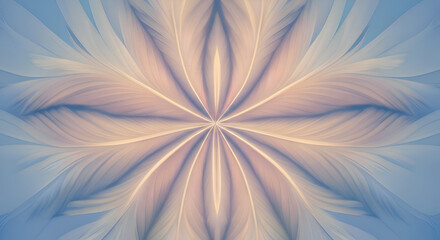 Symmetrical feather-inspired abstract pattern in pastel tones