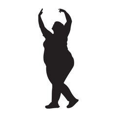 Vector silhouette of a fat man.