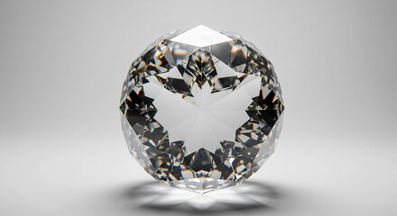 美しいカットの透明な宝石が光を巧みに屈折させあらゆる角度から眩い輝きを放つシンプルな淡い背景