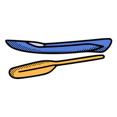 Canoe with paddle hand drawn vector icon