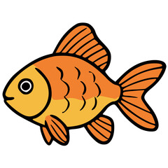 Orange medaka rice fish freshwater vector icon