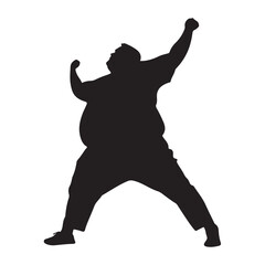 Vector silhouette of a fat man.
