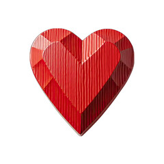 Wooden red heart isolated on transparent background