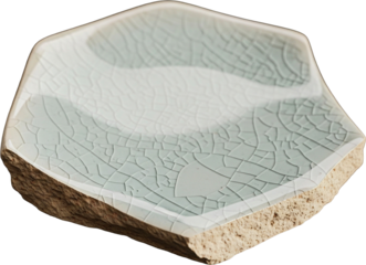 Ceramic Crackle Glaze Tile Fragment, Transparent Background