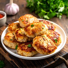 Golden fried patties on a plate