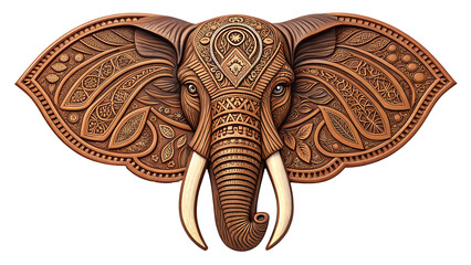 Ornamental Elephant Head Artwork with Intricate Carved Detailing
